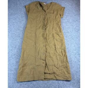 Bensimon Linen Shirt Dress Womens Small Brown Midi Button Front Minimalist Y2K